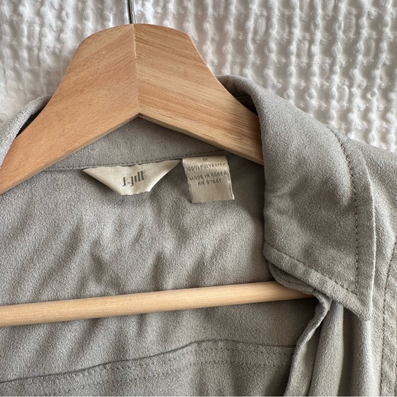 J. Jill Light Sage Green/Gray Button Down Suede Vintage Shirt - Picture 5 of 6